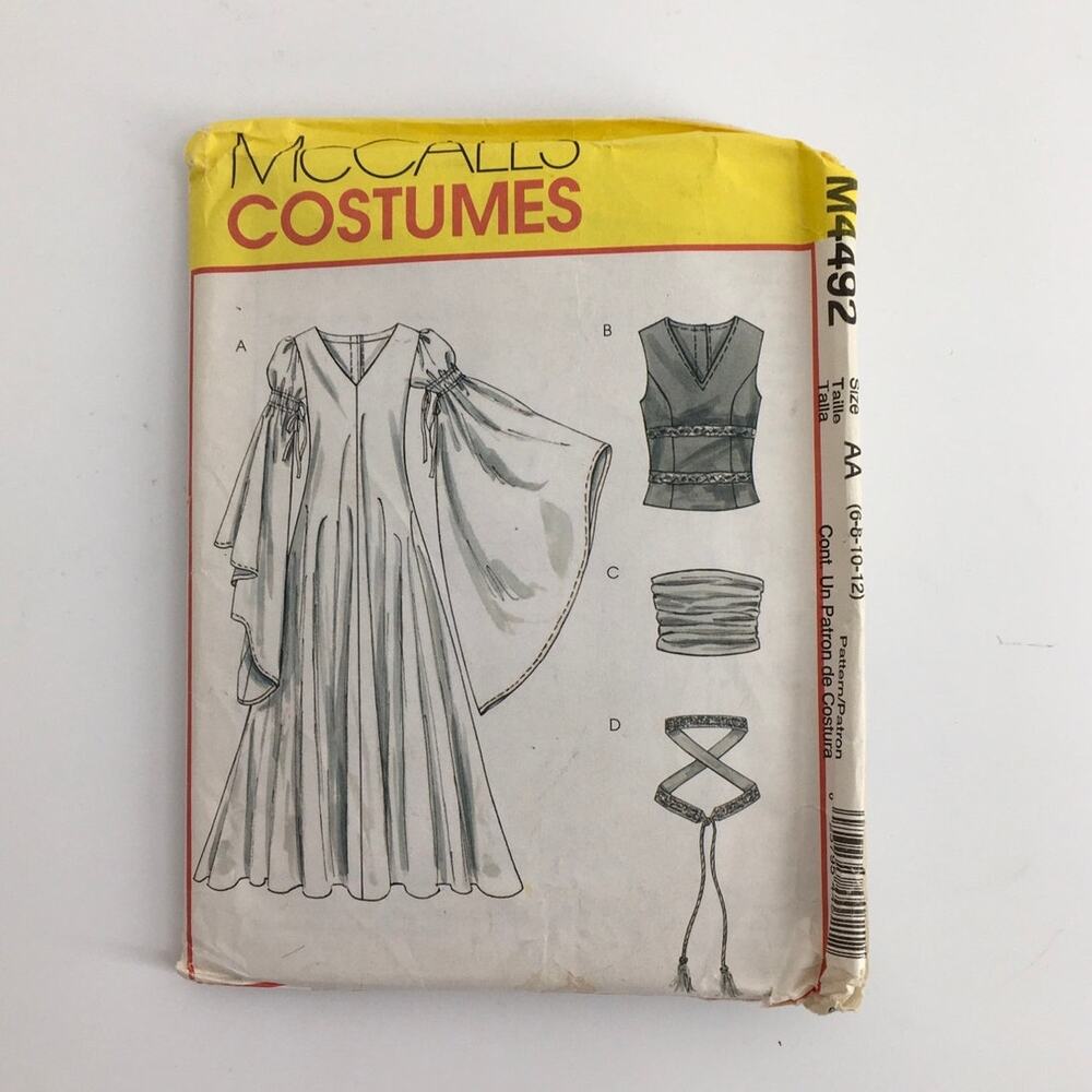 McCalls Sewing Pattern M4492 Renaissance Fantasy Gown Dress Eowyn LOTR 6-12UNCUT